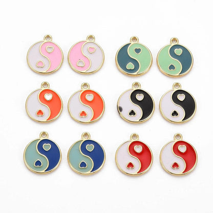 20Pcs Yin Yang Enamel Charm 21X18Mm Double Sided Enamel Yoga Meditation Dangle Charm Pendants for Earrings Necklace Bracelet Jewelry Making and Crafting Mixed Color# Yin Yang Charm