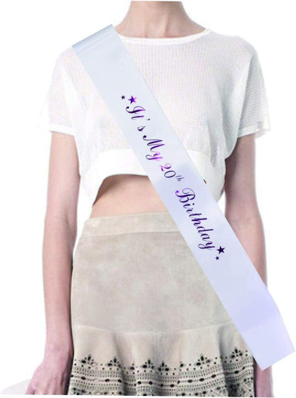 20Th Birthday Sash and Tiara for Girls - Fabulous Set: Glitter Sash + Stars Rhinestone Purple Premium Metal Tiara for Girls, 20Th Birthday Gifts for 20Th Birthday Party Apparel & Accessories > Clothing Accessories > Sashes MEANT2TOBE   