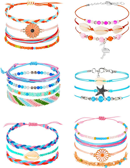 21 Pieces Surfer Wave Bracelet Ocean Wave Adjustable Waterproof Handmade Friendship Bracelet Summer Sunflower Bracelets Anklets Jewelry for Women Teen Girls Apparel & Accessories > Jewelry > Bracelets Hicarer Starfish Style  
