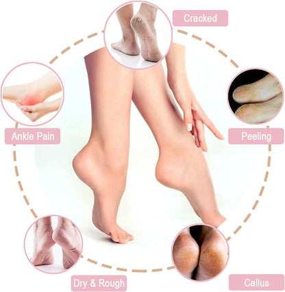 Moisturizing Heel Gel Socks - Heal Dry Cracked Dead Skin Foot Care Softener Pedicure Spa Sock Set | 4 Pairs Soft Silicone Lotion Ankle Sleeves to Repair Eczema Callus Rough Pain Relief Treatment Health & Beauty > Personal Care > Foot Care YOTURO   
