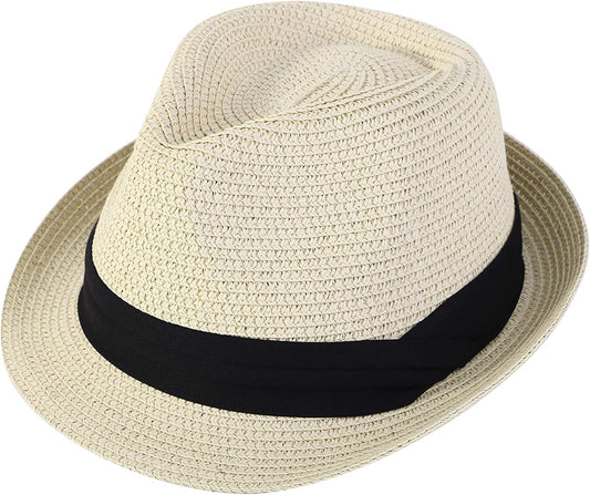 Simplicity Fedora for Men Women Unisex Men'S Women'S Classic Manhattan Structured Gangster Trilby Fedora Hat Apparel & Accessories > Clothing Accessories > Hats Simplicity Natural Packable Large-X-Large 