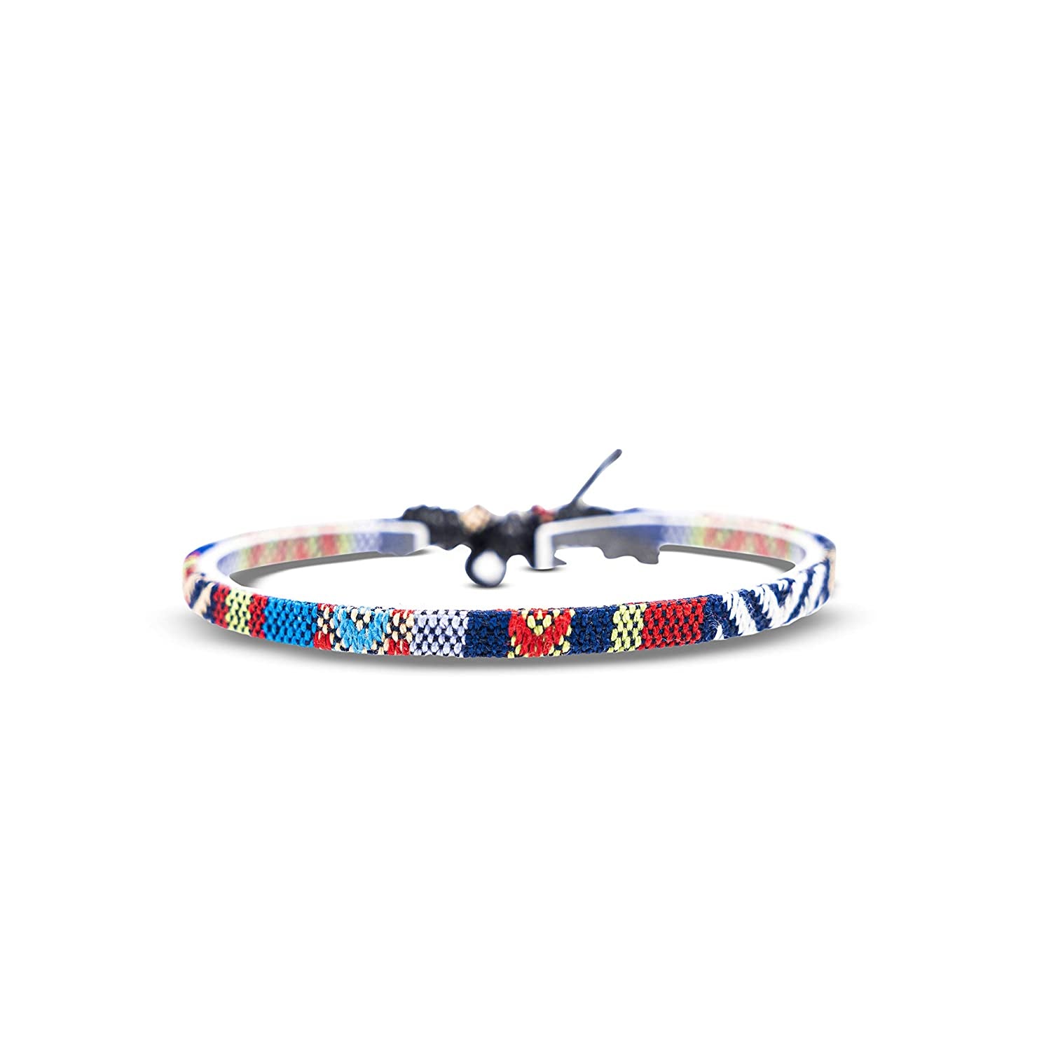 Boho Surfer Bracelet Women & Men - Braided Summer Beach Bracelet - Handmade Festival Accessories - Thin Friendship Bracelets - 100% Waterproof & Adjustable - Ethnic Hippie Style Jewelry (Blue-White) Apparel & Accessories > Jewelry > Bracelets Made by Nami Blue-Ethno  