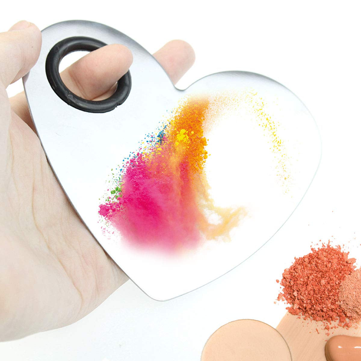 Obmwang Stainless Steel Heart Shaped Makeup Palette Spatula - Makeup Artist Makeup Enthusiast Tools for Blending Cosmetic Foundation Shades Health & Beauty > Personal Care > Cosmetics > Cosmetic Tools > Makeup Tools obmwang   