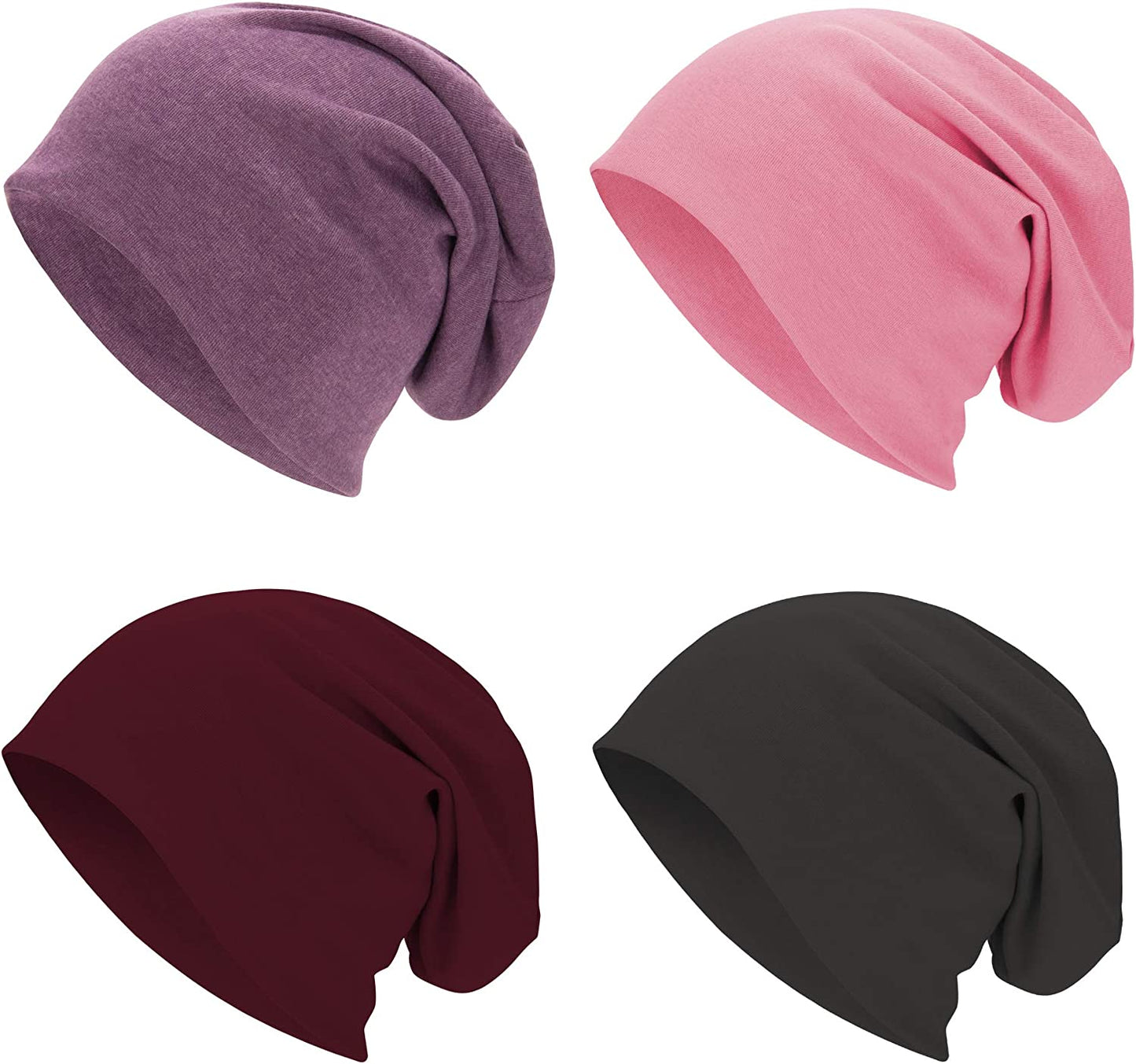 Century Star Unisex Baggy Lightweight Hip-Hop Soft Cotton Slouchy Stretch Beanie Hat Apparel & Accessories > Clothing Accessories > Headwear Century Star Dark Grey&pink&purple&wine Red One Size 