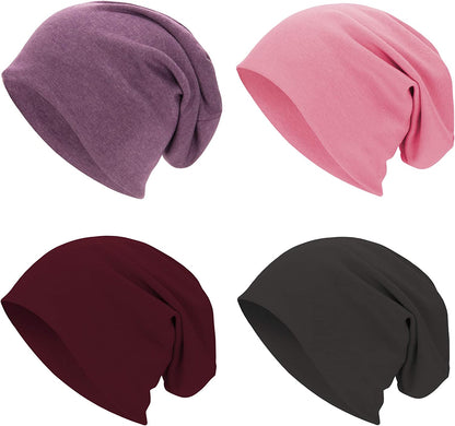 Century Star Unisex Baggy Lightweight Hip-Hop Soft Cotton Slouchy Stretch Beanie Hat Apparel & Accessories > Clothing Accessories > Headwear Century Star Dark Grey&pink&purple&wine Red One Size 