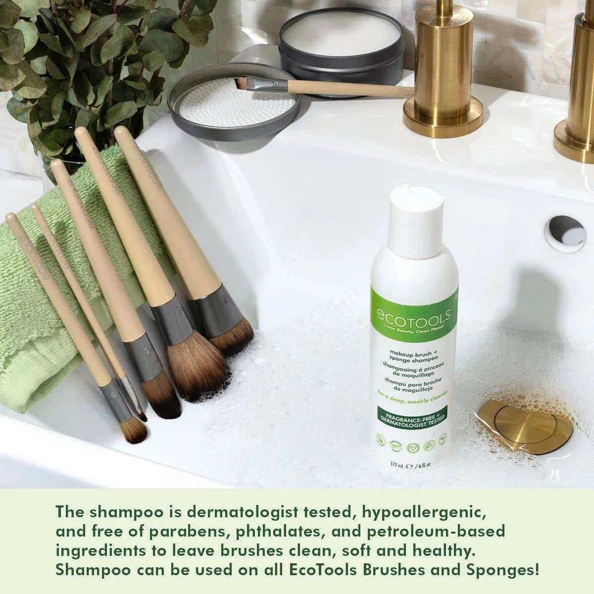 Ecotools Makeup Brush and Sponge Cleansing Shampoo Bundle, Removes Dirt and Oil Impurities from Face Brushes, Hyoallergenic, 6 Fl.Oz./ 177 Ml Each, 2 Count Health & Beauty > Personal Care > Cosmetics > Cosmetic Tools > Makeup Tools EcoTools   