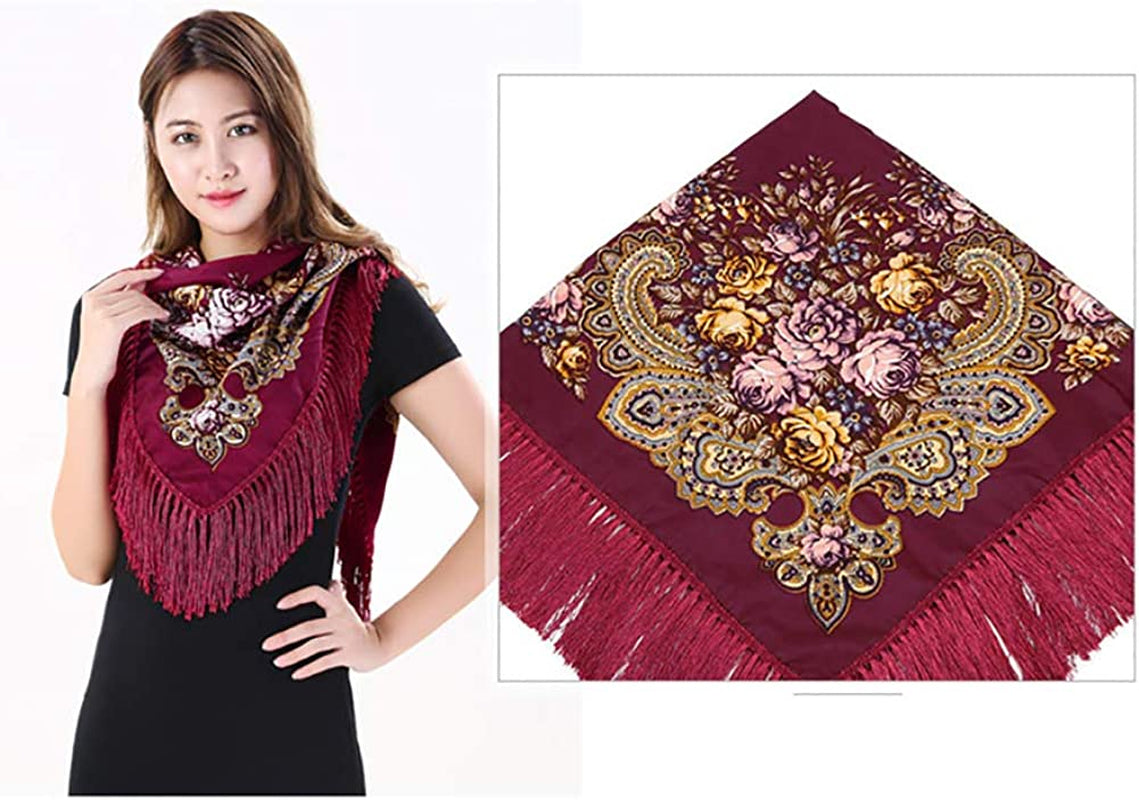 Uainhrt Tassel Scarf Cotton Large Square Shawl and Wraps,Versatile Gift Fringe Boho Shawl,43"×43" Apparel & Accessories > Clothing Accessories > Scarves & Shawls Uainhrt   
