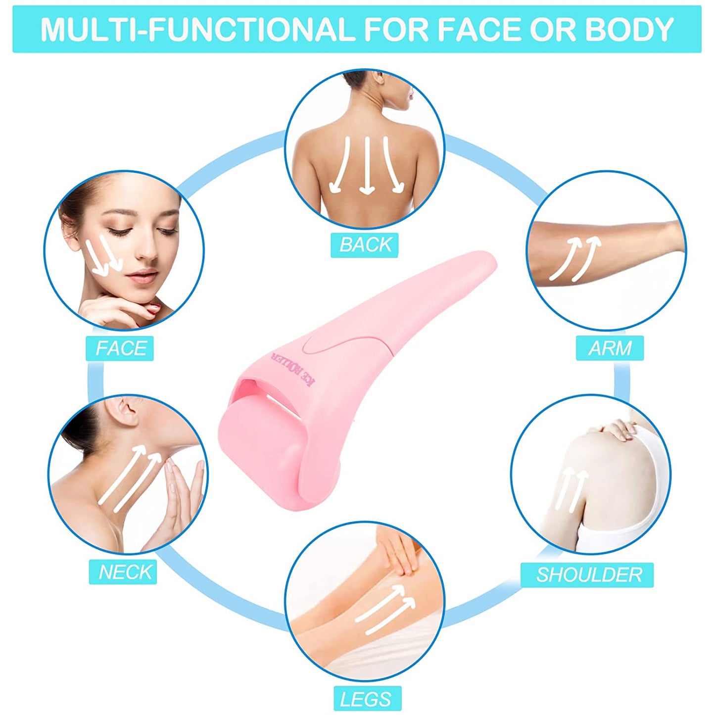 Ice Roller for Face, Eyes and Whole Body Relief, Face Roller Skin Care Tool for Migraine Relief and Blood Circulation (Pink Handle+Pink Roller Head) Health & Beauty > Personal Care > Cosmetics > Cosmetic Tools > Skin Care Tools AFOUNDA   