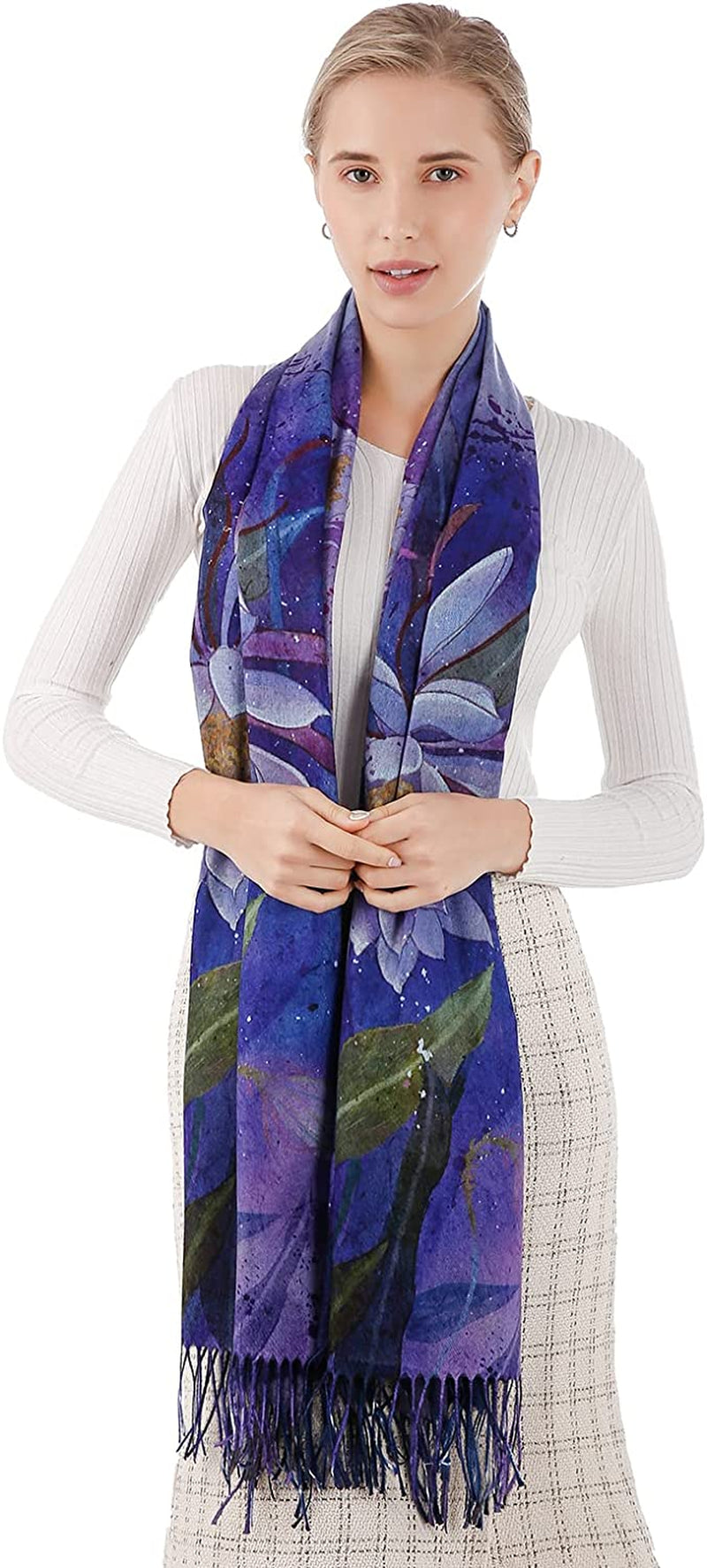 Women'S Fashion Scarf with Art Printed Tassel Soft Cashmere Warm Large Blanket Wrap Shawl for Gift Apparel & Accessories > Clothing Accessories > Scarves & Shawls XYBJ No25  