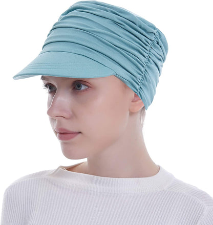 Bamboo Fashion Hat for Woman Daily Use with Brim Visor, Hats for Cancer Chemo Patients Apparel & Accessories > Clothing Accessories > Headwear HatsCity.com Turquoise  