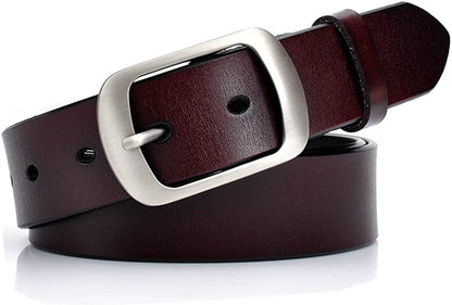 Vonsely Womens Leather Belt for Jeans, Black Leather Waist Belts with Pin Buckles Apparel & Accessories > Clothing Accessories > Belt Buckles VONSELY Coffee Suit Waistline 24"-26" 