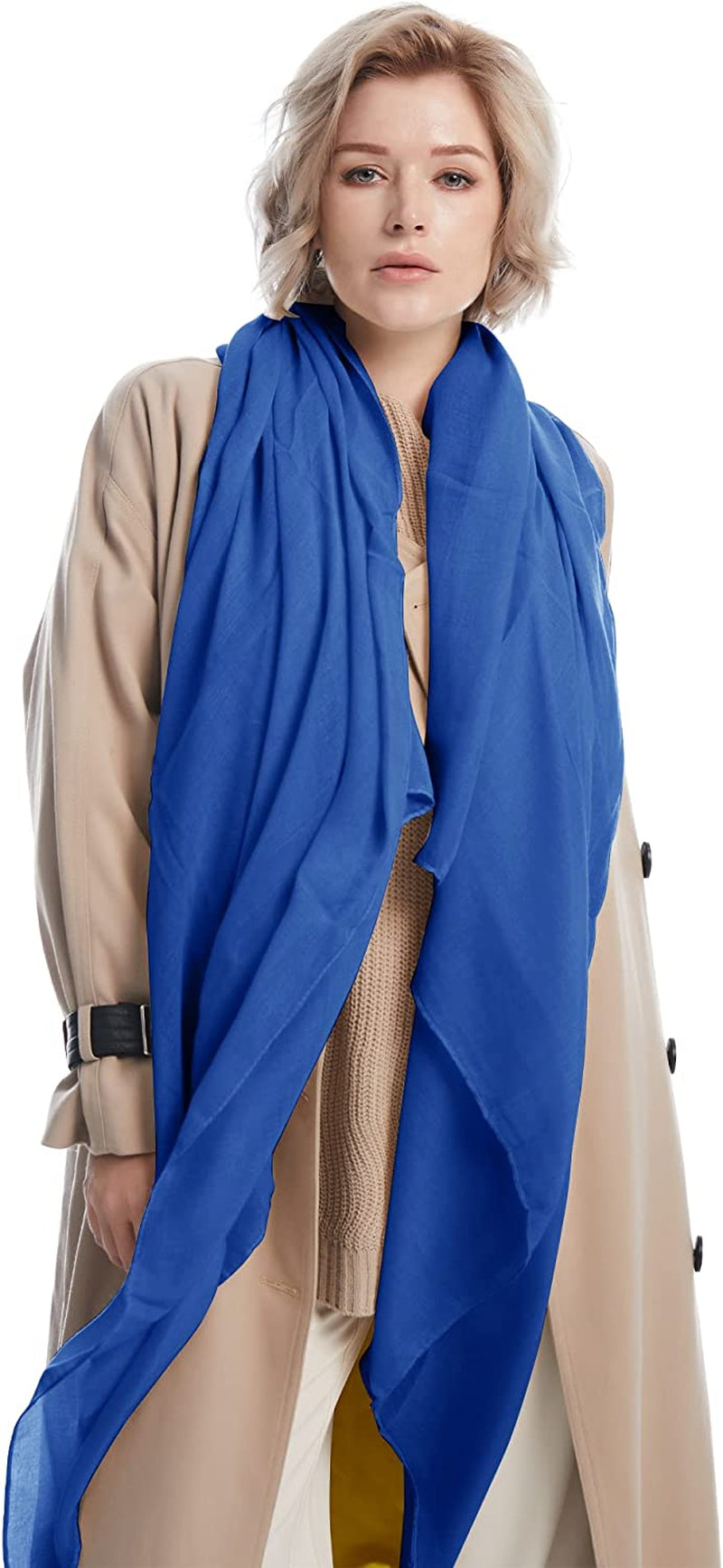 Missshorthair Womens Solid Color Scarfs Long Lightweight Scarf for Women Large Sheer Wrap Shawl Apparel & Accessories > Clothing Accessories > Scarves & Shawls MissShorthair 18 Royal Blue  