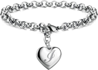 Heart Initial Charm Bracelets for Teen Girls Letters Alphabet Bracelet Jewelry for Girls Gifts for Teenage Girls Apparel & Accessories > Jewelry > Bracelets Monily I  