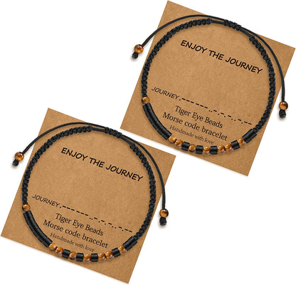 Morse Code Bracelets for Women Gifts, Adjustable 2Pcs Tiger Eye Beads Friendship Bracelets Gifts for Best Friend Women Girls Sister Funny Inspirational Birthday Friendship Gifts for Women Jewelry Apparel & Accessories > Jewelry > Bracelets MONOZO ENJOY THE JOURNEY  