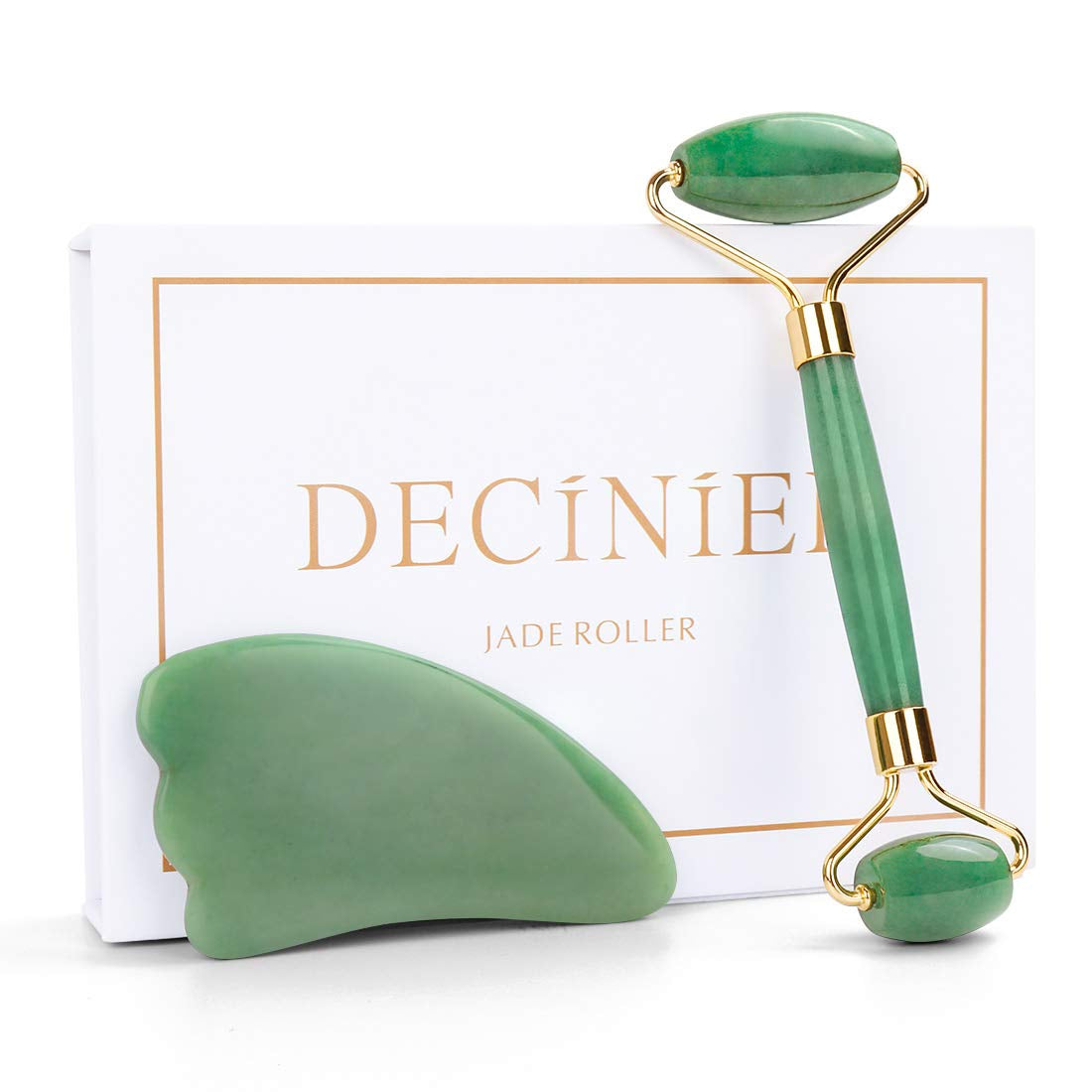 Deciniee Jade Roller and Gua Sha Set - anti Aging Rose Quartz Face Roller Massager & Guasha Tool for Face, Eye, Neck - Natural Beauty Skin Care Tools Body Muscle Relaxing Relieve Wrinkles Health & Beauty > Personal Care > Cosmetics > Cosmetic Tools > Skin Care Tools Deciniee Green  