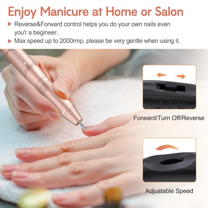Electric Nail Drill, Professional Acrylic Dip Nail Drill Machine USB Electric Nail Filer Kit Efile Nail Tools for Manicure Pedicure with Drill Bits, Sanding Bands, Metal Nail File, Gold Health & Beauty > Personal Care > Cosmetics > Cosmetic Tools > Nail Tools Asalle   