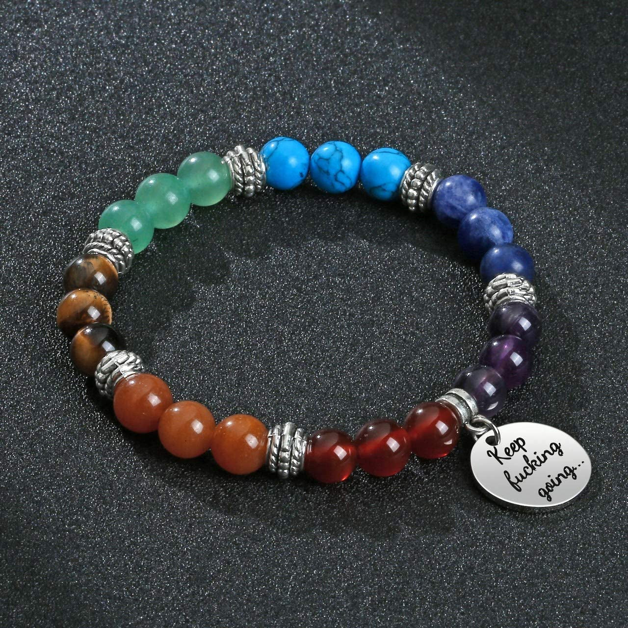 Top Plaza 7 Chakra Stone Bead Bracelets Yoga Reiki Healing Crystals Gemstone Beaded Bracelet Friendship Inspirational Message Charm Bracelet for Women Men Apparel & Accessories > Jewelry > Bracelets Top Plaza   