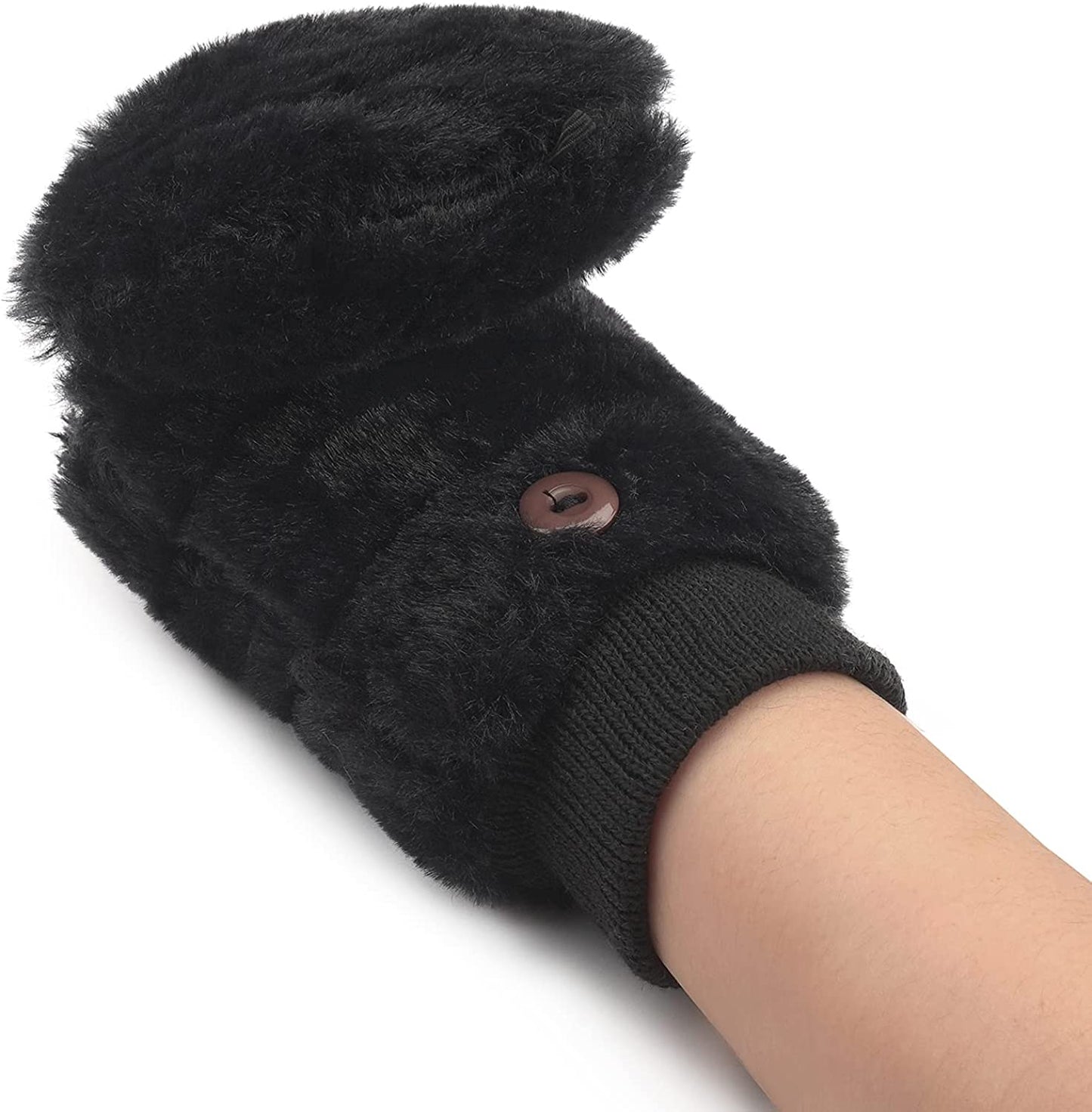 Winter Gloves for Women-Flip up down Top Fingerless Mittens Warm Soft Fleece Gloves Apparel & Accessories > Clothing Accessories > Gloves & Mittens KYLIE MAX   