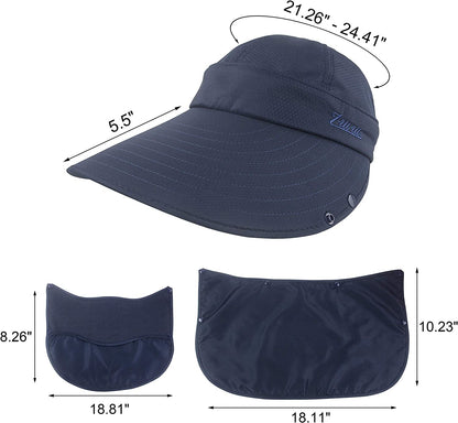 Women Sun Wide Brim UV Protection Fishing Hats Foldable Ponytail Summer Hat with Detachable Flap Apparel & Accessories > Clothing Accessories > Hats HICOSKY   