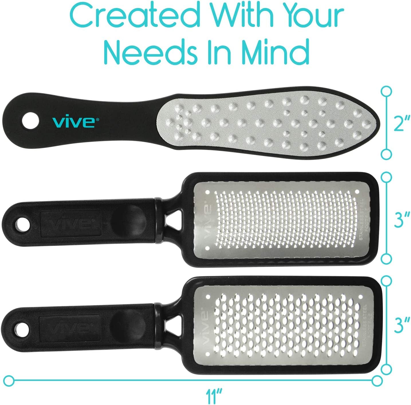 Vive Foot File (3 Pack) - Callus Remover Pedicure Tool Kit for Men, Women Care - Dead Skin Heel Scrub Shaver and Rough Patch Eliminator Remover for Dry and Wet Toe and Feet Peel - Rasp Scrubber Blade Health & Beauty > Personal Care > Foot Care Vive   