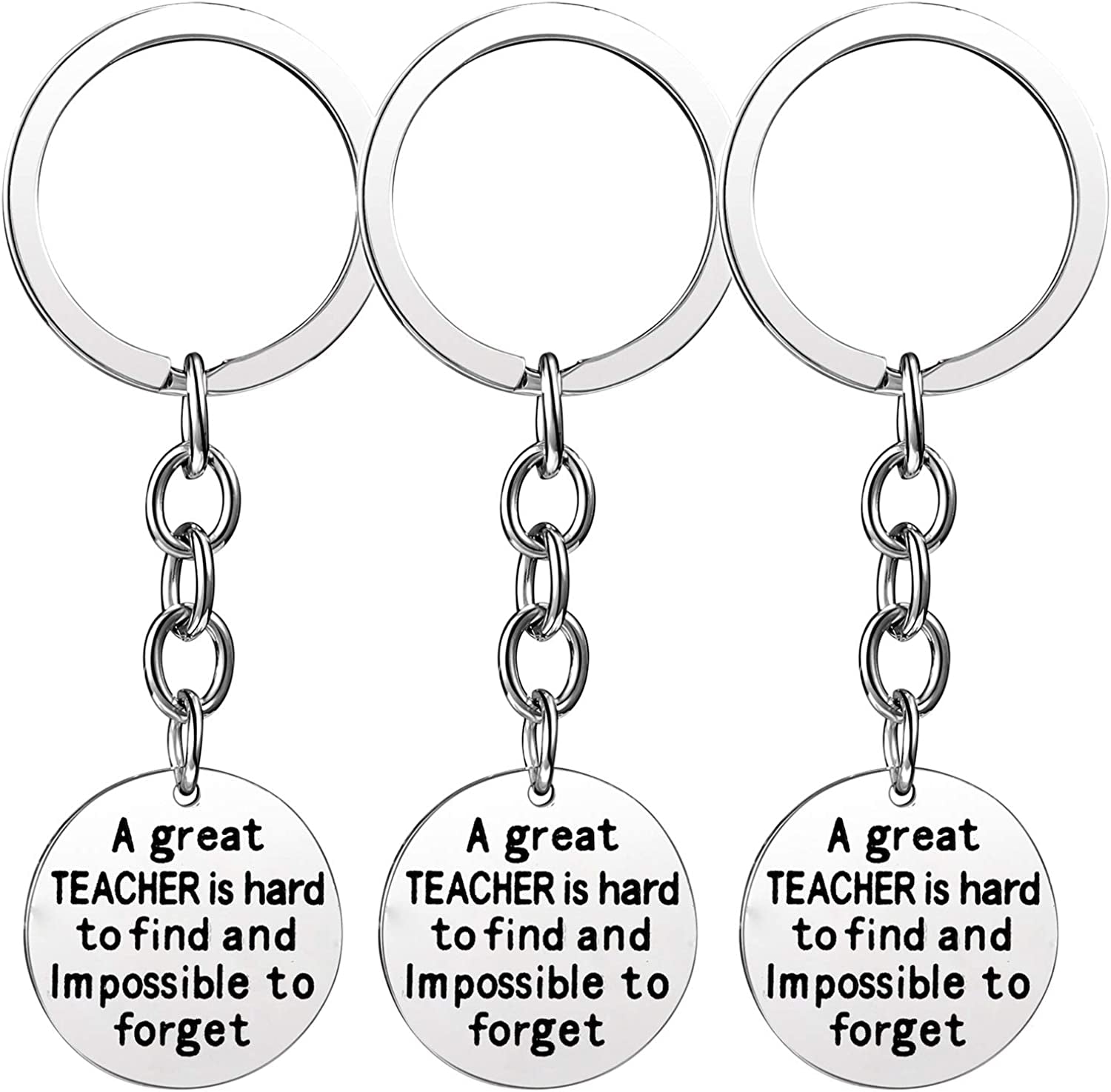 Pack of 3 Teacher Bangles Gifts for Teacher Open School Gifts for Teachers Thank You Bangle Bracelets Apparel & Accessories > Jewelry > Bracelets Nzztont 3PCs Keychain Style 03- A Great Teacher Is Hard To Find And Impossible To Forget  
