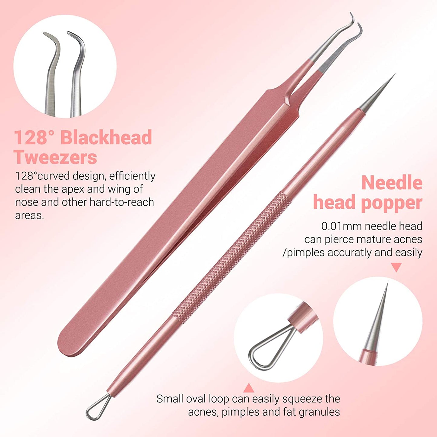 Melodysusie Blackhead Remover Pimple Popper Tool Kit Professional Blackhead Extractor Tool for Nose Face, Stainless Comedone Extractor, Blemish Whitehead Popping Tool with Portable Metal Case Health & Beauty > Personal Care > Cosmetics > Cosmetic Tools > Skin Care Tools MelodySusie   