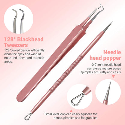 Melodysusie Blackhead Remover Pimple Popper Tool Kit Professional Blackhead Extractor Tool for Nose Face, Stainless Comedone Extractor, Blemish Whitehead Popping Tool with Portable Metal Case Health & Beauty > Personal Care > Cosmetics > Cosmetic Tools > Skin Care Tools MelodySusie   