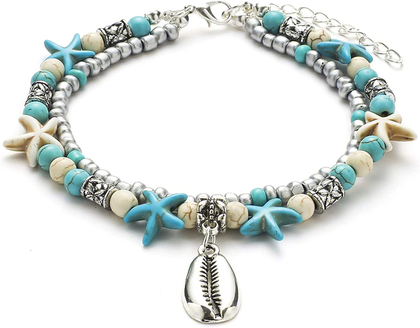 Starain Blue Turtle Anklets for Women Girls Multilayer Beads Handmade Beach Ankle Bracelet Set Boho Foot Jewelry Apparel & Accessories > Jewelry > Anklets Starain Starfish Anklet  