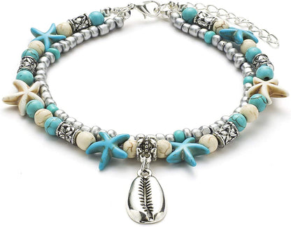 Starain Blue Turtle Anklets for Women Girls Multilayer Beads Handmade Beach Ankle Bracelet Set Boho Foot Jewelry Apparel & Accessories > Jewelry > Anklets Starain Starfish Anklet  