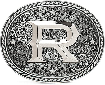 Western Cowboy/Cowgirl Initial Belt Buckle - Large, Letter Buckles for Men and Women Apparel & Accessories > Clothing Accessories > Belt Buckles Itera R  