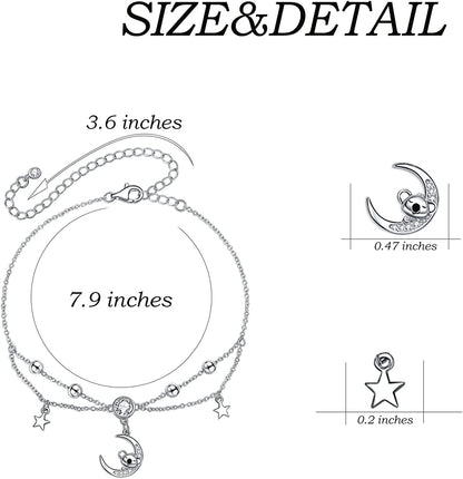 URMWMOO S925 Sterling Silver Sloth Necklace Purple Green Birthstone Moon Jewelry Keep Me in Your Heart Animal Pendant Necklaces Sloths Gifts for Women Girlfriend Apparel & Accessories > Jewelry > Anklets URMWMOO JEWELRY   