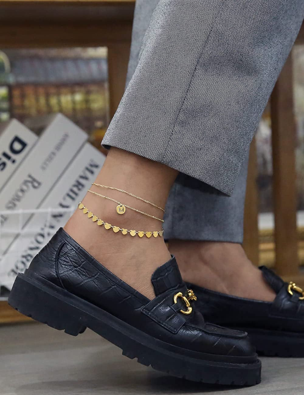 Initial Gold Ankle Bracelets for Women 14K Gold Plated Anklet Heart Chain Anklet Dainty Engraved a to Z Letter Charm Alphabet Satellite Beaded Layered Anklet Set 3Pcs Apparel & Accessories > Jewelry > Anklets Vermeyen   