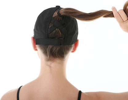 HGGE 2 Pack Womens Criss Cross Ponytail Baseball Caps Adjustable High Messy Bun Ponycap Quick Drying Hat Apparel & Accessories > Clothing Accessories > Hats HGGE   