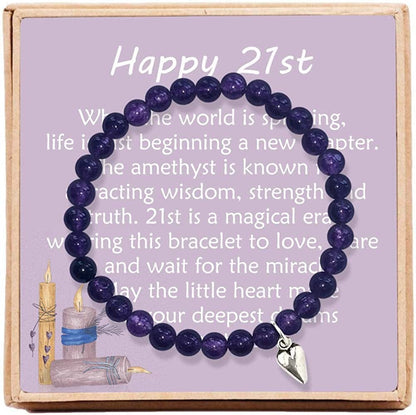 21St Birthday Gifts for Her Turning 21 - Bead Bracelet with Message Card & Gift Box - Twenty-First Apparel & Accessories > Jewelry > Bracelets OFGOT7   