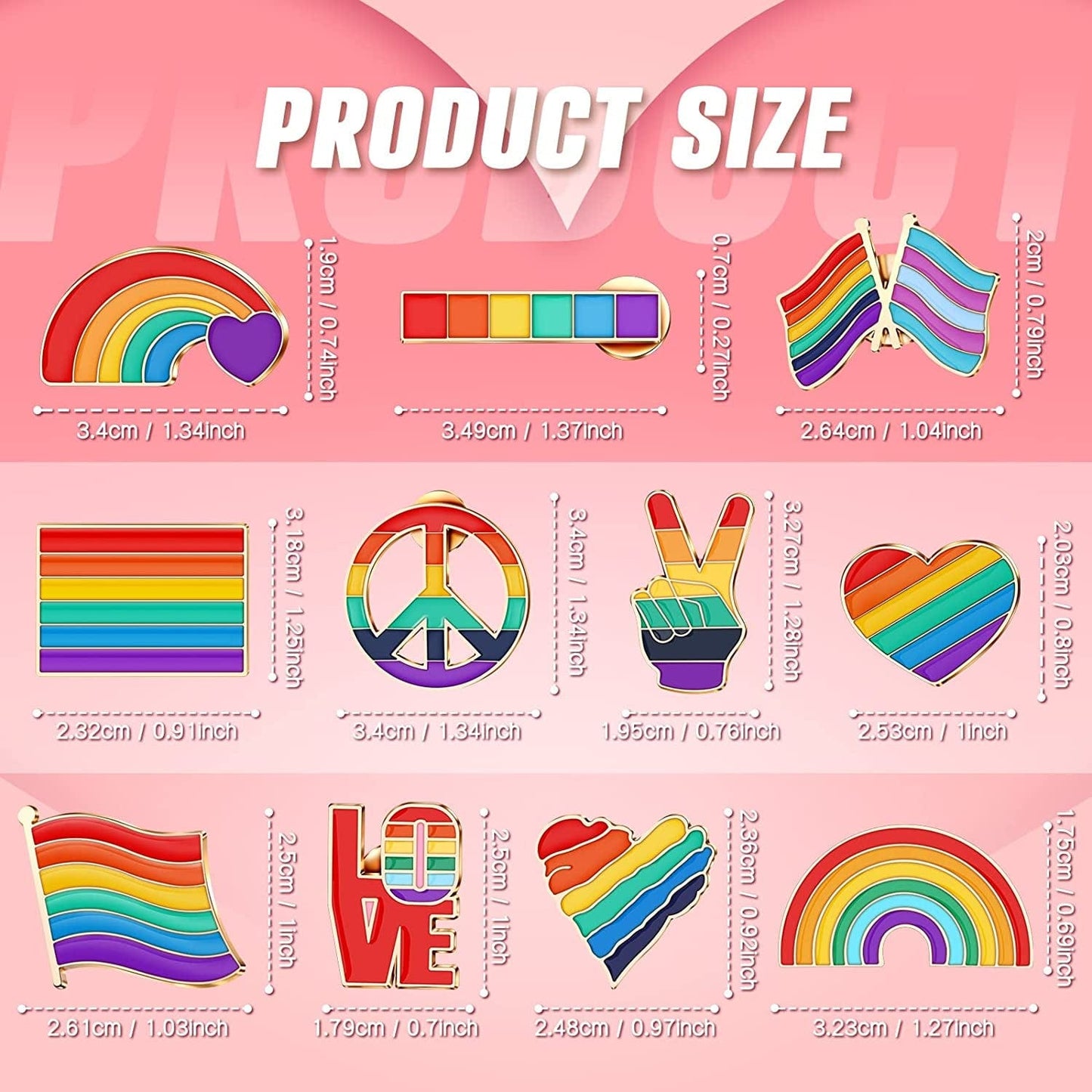 22 Pieces Rainbow Pride Pins Lapel Pin Rainbow Brooch Enamel Pin Set Flag Heart Label Bag Pins for Backpacks Pride Lapel Pin Men Women Decorations Pins for Clothes Hat Shawl Backpacks