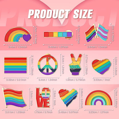 22 Pieces Rainbow Pride Pins Lapel Pin Rainbow Brooch Enamel Pin Set Flag Heart Label Bag Pins for Backpacks Pride Lapel Pin Men Women Decorations Pins for Clothes Hat Shawl Backpacks