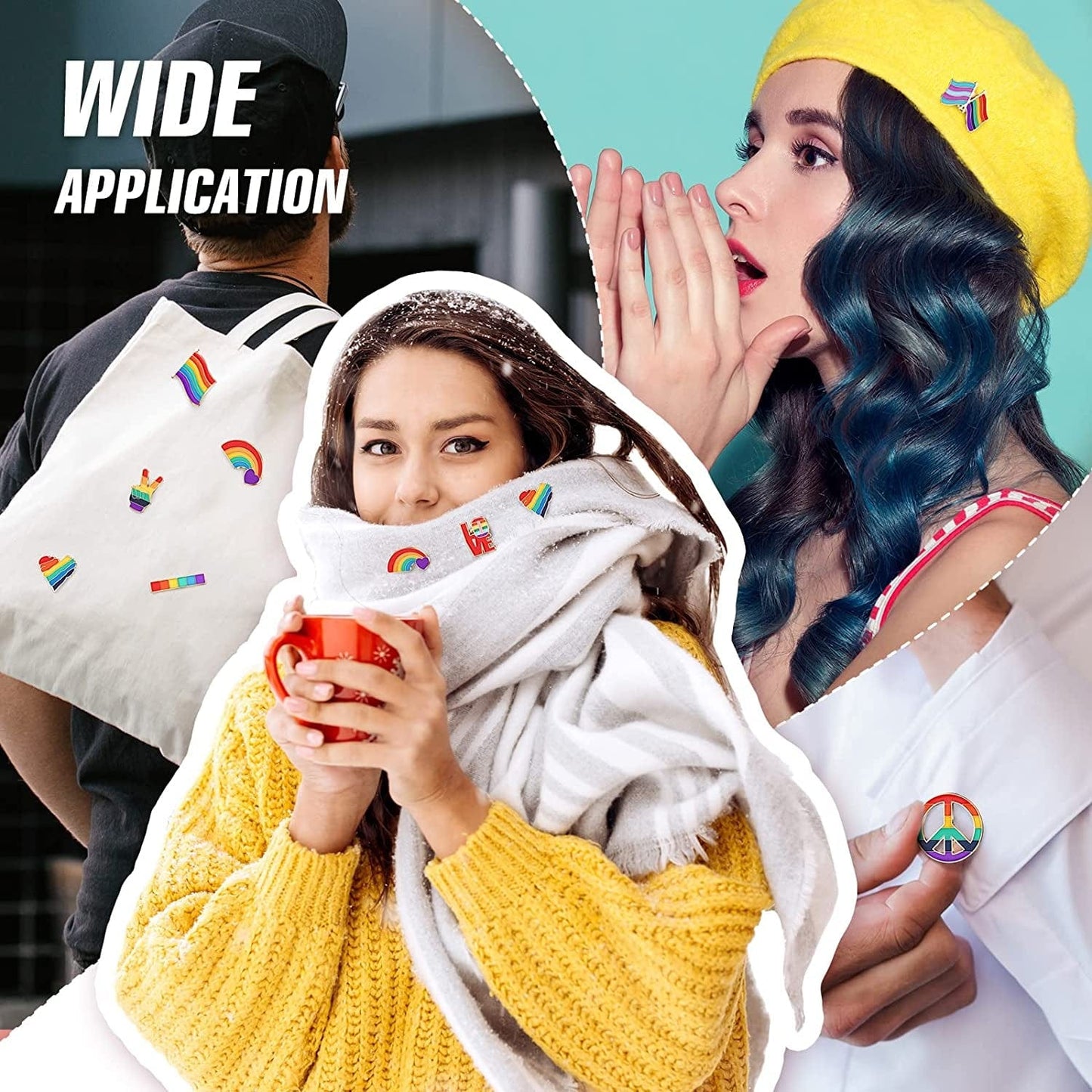 22 Pieces Rainbow Pride Pins Lapel Pin Rainbow Brooch Enamel Pin Set Flag Heart Label Bag Pins for Backpacks Pride Lapel Pin Men Women Decorations Pins for Clothes Hat Shawl Backpacks