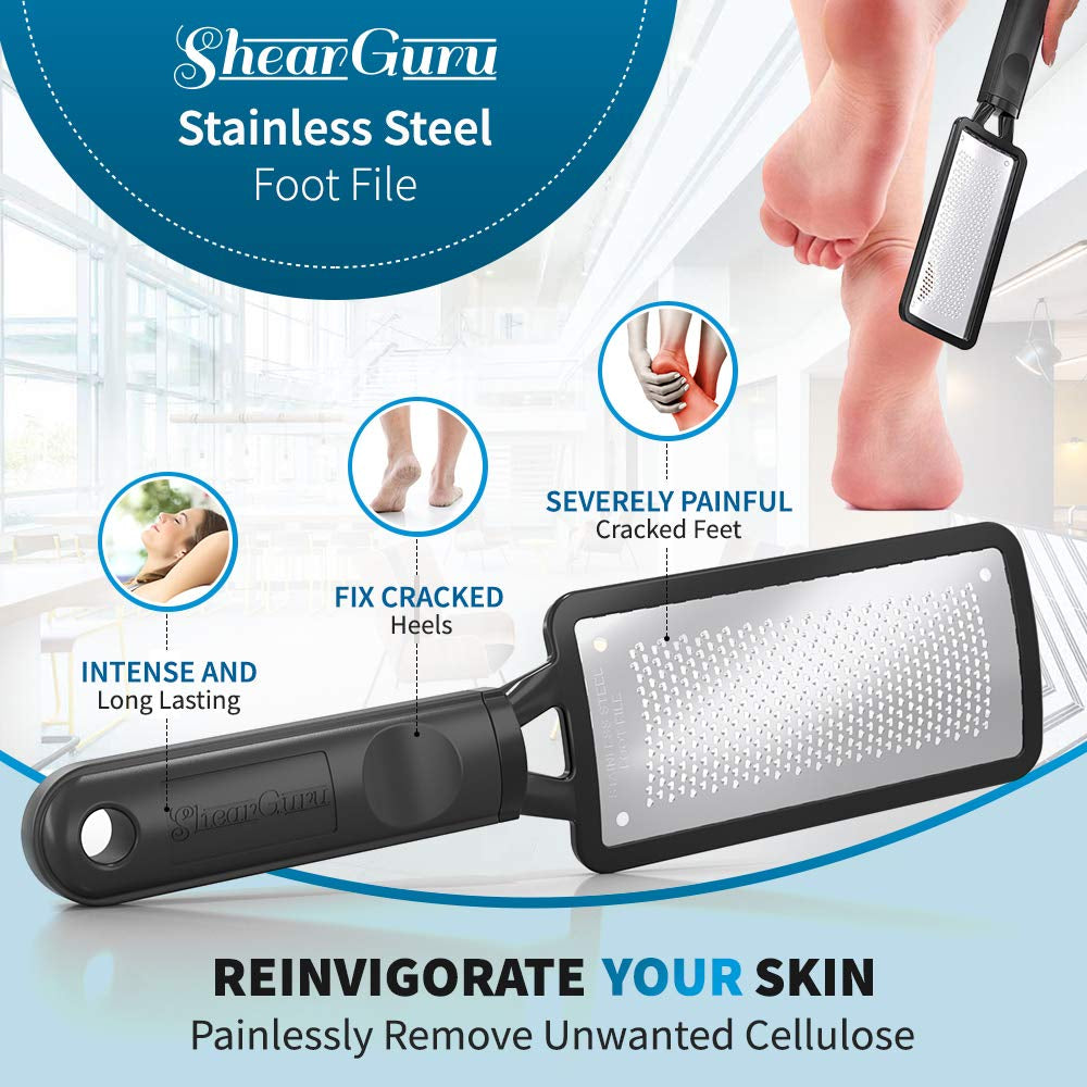 Shearguru Premium Curved Pedicure Foot Rasp & Scrubber - Micro-Cuts Dead Skin and Calluses into Powder - Best Foot Care Pedicure Grater/Metal Surface Tool to Remove Hard Heel Skin- Callous Removers Health & Beauty > Personal Care > Foot Care ShearGuru   