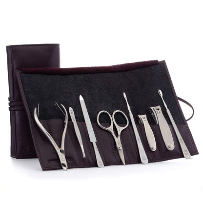 GERMANIKURE 8Pc Manicure Set in Leather Case - FINOX Stainless Steel Tools Handmade in Solingen Germany – Professional Nail and Cuticle Care Health & Beauty > Personal Care > Cosmetics > Cosmetic Tools > Nail Tools GERmanikure Eggplant Purple  