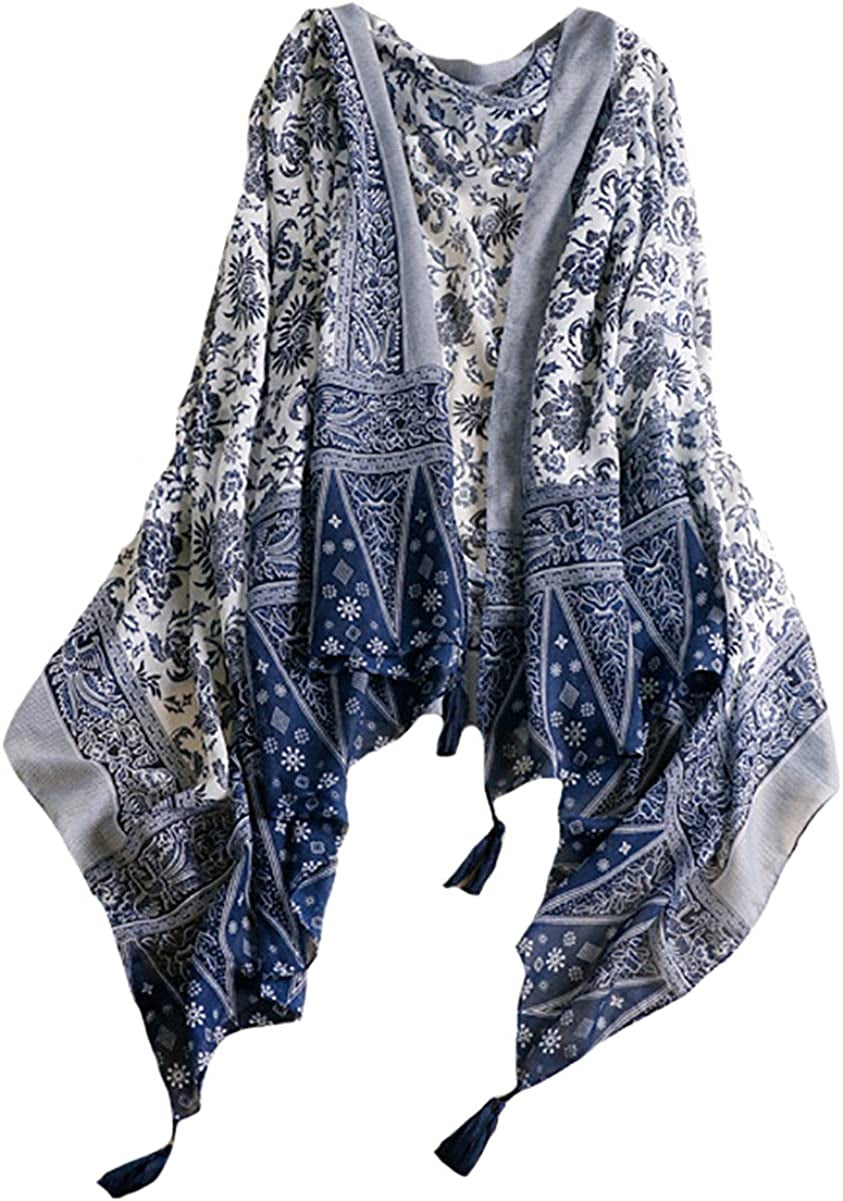 Meiling Women'S Lightweight Scarves Print Wraps Sarongs Cover up Cotton Tassel Fringe Scarf Shawl Apparel & Accessories > Clothing Accessories > Scarves & Shawls MEILING   