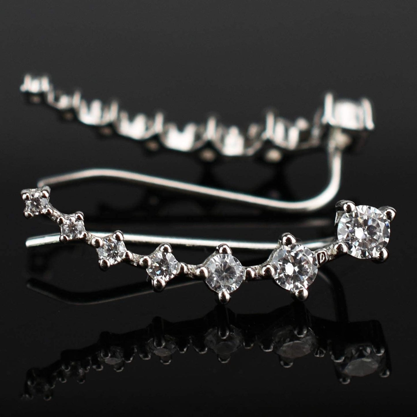Earring for Women Cartilage 7 Crystals Ear Cuffs Hoop Climber S925 Sterling Silver Earrings with Cubic Zirconia CZ Hypoallergenic Piercing Gifts for Her Apparel & Accessories > Jewelry > Earrings Elensan   