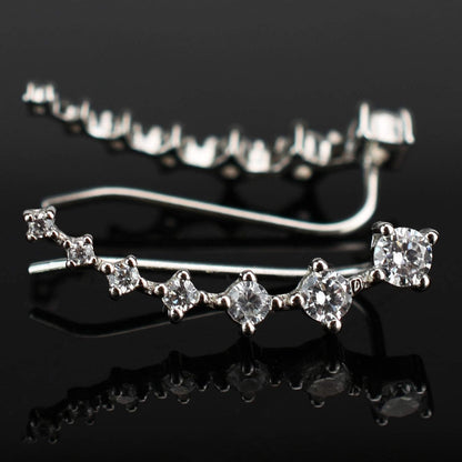 Earring for Women Cartilage 7 Crystals Ear Cuffs Hoop Climber S925 Sterling Silver Earrings with Cubic Zirconia CZ Hypoallergenic Piercing Gifts for Her Apparel & Accessories > Jewelry > Earrings Elensan   