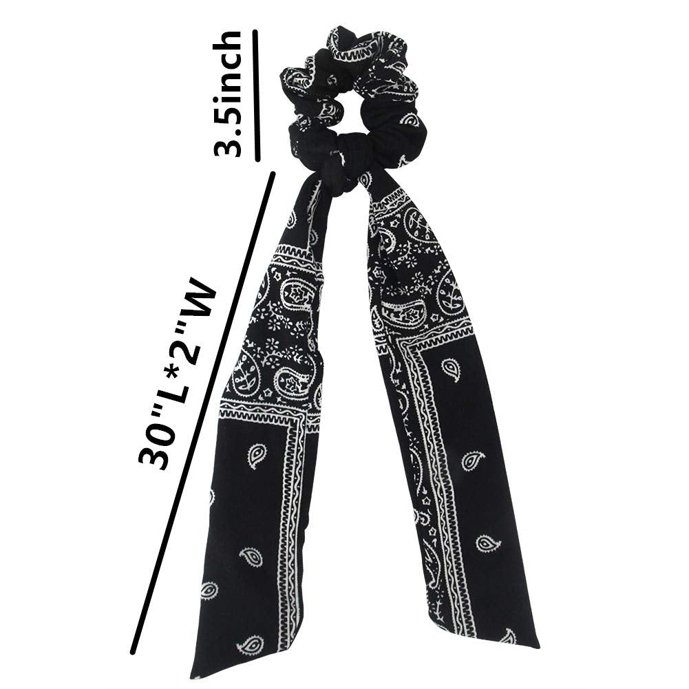 Cutewing Paisley Hair Scrunchies with Bow Hair Scarves Scrunchy Ponytail Holder Elastics Hair Bands Ribbon Hair Tie for Women Girls with 6PCS Apparel & Accessories > Clothing Accessories > Bandanas & Headties Cutewing   