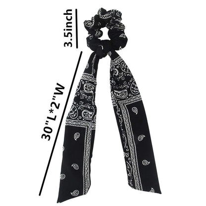 Cutewing Paisley Hair Scrunchies with Bow Hair Scarves Scrunchy Ponytail Holder Elastics Hair Bands Ribbon Hair Tie for Women Girls with 6PCS Apparel & Accessories > Clothing Accessories > Bandanas & Headties Cutewing   