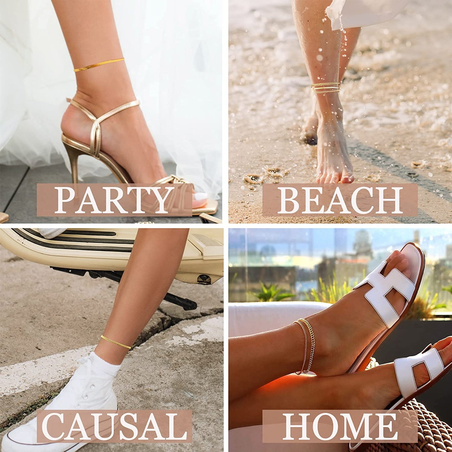 DEARMAY Gold Anklets for Women 14K Gold Ankle Bracelets for Women Waterproof Cuban Link Anklets Set Layered Anklet Bracelets for Women Anklet for Women Gold Jewelry Gift Apparel & Accessories > Jewelry > Anklets DEARMAY   