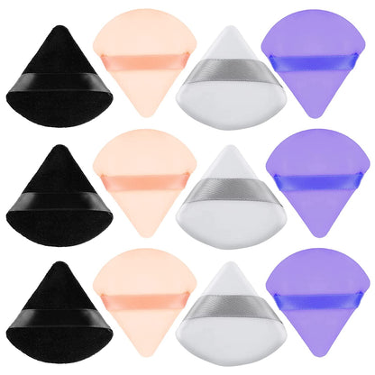Sibba 12Pcs Powder Puff Triangle Shape Face Makeup Puff for Loose Powder Foundation Soft Cosmetic Sponge Wet and Dry Powder Puff Pads Large Body Cotton Powder Cushion Puffs (Black) Health & Beauty > Personal Care > Cosmetics > Cosmetic Tools > Makeup Tools Sibba Black/white/skin color/purple  