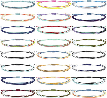 Choistily String Bracelets for Teen Girls Waterproof Boho Surfer Bracelets Summer Beach Rope Bracelets for Women Ocean Wave Anklet Bracelet Handmade Friendship Bracelet Apparel & Accessories > Jewelry > Bracelets Choistily 24 Pcs Colorful String Anklet Bracelets  