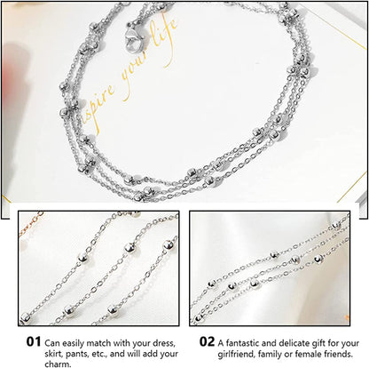 Generic Foot Chain Bead Multilayers Titanium Steel Ankle Bracelet for Women Cute Summer Adjustable Anklets Beach Jewelry Gifts Apparel & Accessories > Jewelry > Anklets generic   