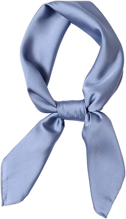 Women'S Fashion Soft Large Satin Square Chiffon Polyester Scarf Set Head Neck Multiuse Solid Colors Available Apparel & Accessories > Clothing Accessories > Bandanas & Headties Persmileful Light Blue  