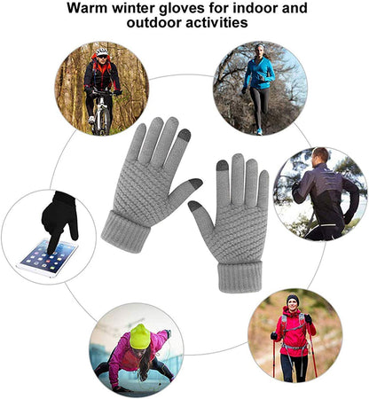 Women Winter Warm Touch Screen Gloves Knitted Soft Elastic Thick Gloves for Clod Weather Apparel & Accessories > Clothing Accessories > Gloves & Mittens Muryobao   